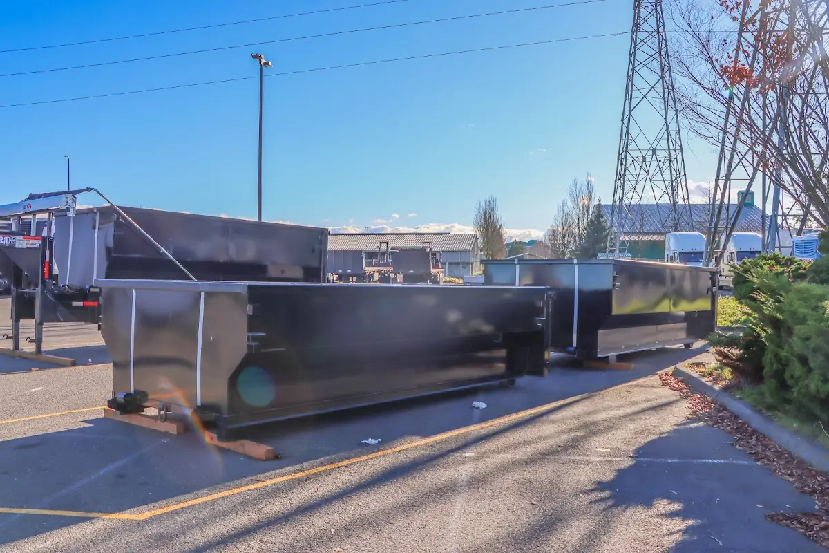 Roll-off dumpster ready for waste disposal at job site for Construction Dumpster Rental in Oakdale